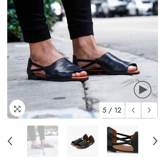 Black Open-Toe Sandals - Picture 2 of 9